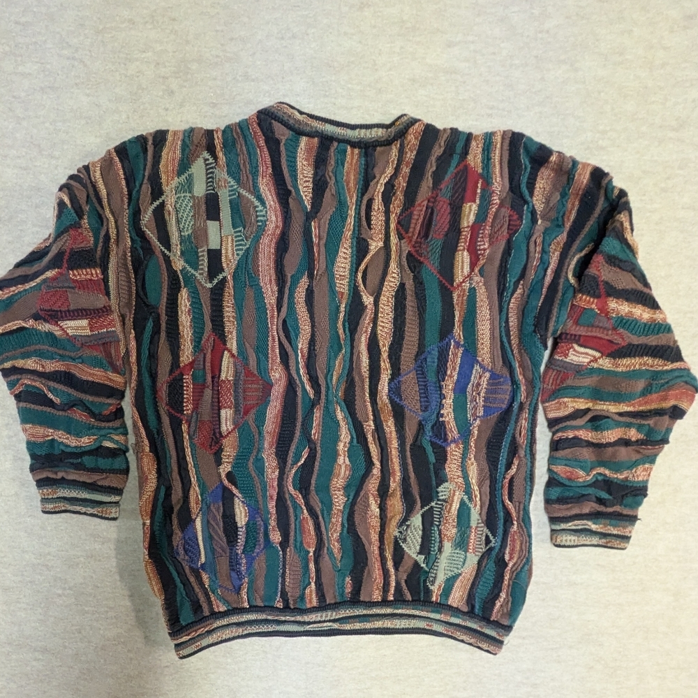 COOGI style Croft & Barrow Multicolor 3D Texture Knit Diamond Crewneck XL Unisex - Picture 8 of 8